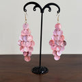 European Style Pink Shell Tassel Drop Earrings Geometric Statement Ear Hook Jewelry For Women view 4