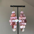 European Style Pink Shell Tassel Drop Earrings Geometric Statement Ear Hook Jewelry For Women view 3