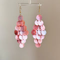European Style Pink Shell Tassel Drop Earrings Geometric Statement Ear Hook Jewelry For Women view 2