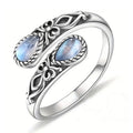 Vintage European Adjustable Open Ring For Women, Teardrop Simulated Moonstone Jewelry view 5