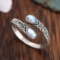 Vintage European Adjustable Open Ring For Women, Teardrop Simulated Moonstone Jewelry view 2