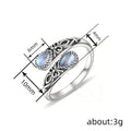 Vintage European Adjustable Open Ring For Women, Teardrop Simulated Moonstone Jewelry view 4