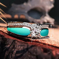 Double Layer Metal Oil Painting Ring For Women, Four Prong Zircon Inlaid Light Luxury Jewelry view 4