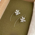 Light Luxury Zircon Flower Faux Pearl Stud Earrings With Silver Pin For Women view 4