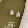 Light Luxury Zircon Flower Faux Pearl Stud Earrings With Silver Pin For Women view 3