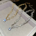 Light Luxury Copper Zircon Lace Geometric Round Pendant Choker Necklace For Women view 4
