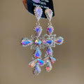 Vintage Alloy Rhinestone Cross Pendant Teardrop Drop Earrings With Silver Posts view 3