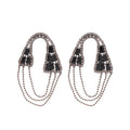Light Luxury Geometric Zircon Tassel Copper Drop Earrings With Silver Pins For Women view 5