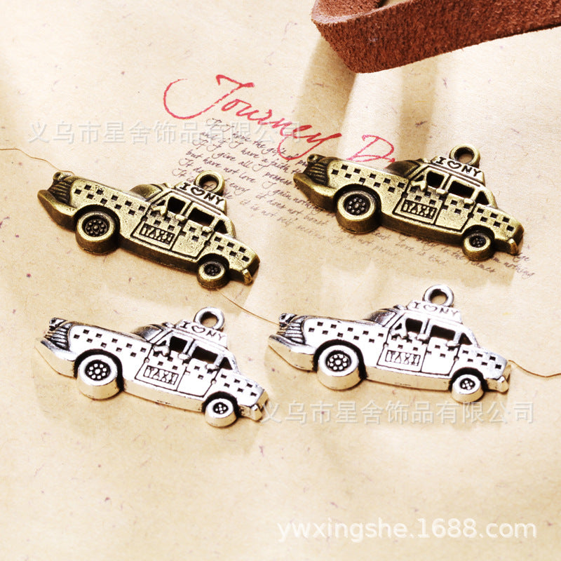 Vintage Taxi Car Zinc Alloy Charm Pendant
