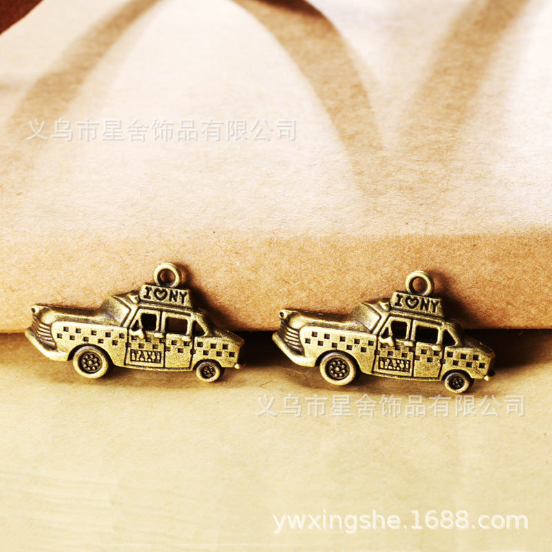 Vintage Taxi Car Zinc Alloy Charm Pendant