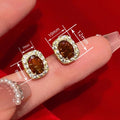 Korean French Style Geometric Square Stud Earrings For Women, Elegant Light Luxury Jewelry view 4