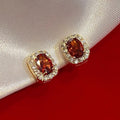 Korean French Style Geometric Square Stud Earrings For Women, Elegant Light Luxury Jewelry view 2