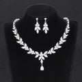 Luxury Banquet Earrings And Marquise Princess Necklace Set For Women's Formal Dress Jewelry view 1