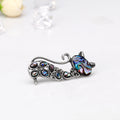 Black Silver Tone Abalone Shell Shell Metal Brooch Pin 5.1 x 4.2 cm view 5