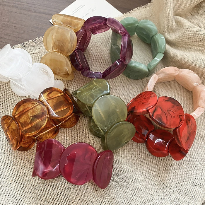European Style Marbled Acrylic Geometric Round Spliced Bangle For Commuter Fashion Jewelry