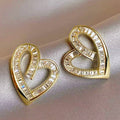 New Heart Hollow Design Stud Earrings, Niche Korean Style Elegant Women's Fashion Jewelry view 2