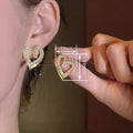 New Heart Hollow Design Stud Earrings, Niche Korean Style Elegant Women's Fashion Jewelry view 4