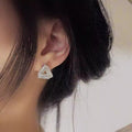 European American Minimalist Hollow Triangle Stud Earrings For Women, Daily Wear Fashion Jewelry view 3