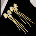 Elegant French Vintage Rhinestone Bowknot Long Tassel Alloy Drop Earrings view 4