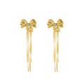 Elegant French Vintage Rhinestone Bowknot Long Tassel Alloy Drop Earrings view 5
