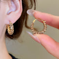 Alloy Rhinestone Geometric Round Stud Earrings Vintage Elegant Light Luxury Jewelry For Women view 1