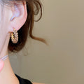 Alloy Rhinestone Geometric Round Stud Earrings Vintage Elegant Light Luxury Jewelry For Women view 3
