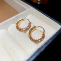 Alloy Rhinestone Geometric Round Stud Earrings Vintage Elegant Light Luxury Jewelry For Women view 4