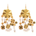 Vintage Court Style Floral Faux Pearl Teardrop Tassel Drop Earrings view 5