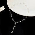Irregular Faux Pearl And Black Stone Beaded Necklace Light Luxury Geometric Collarbone Jewelry view 4