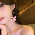 Silver Pin Metal Enamel Flower Pendant Drop Earrings For Women Light Luxury Fashion Jewelry view 3