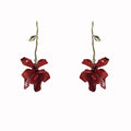 Silver Pin Metal Enamel Flower Pendant Drop Earrings For Women Light Luxury Fashion Jewelry view 5