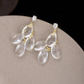 Elegant Luxury Rhinestone Crystal Water Drop Chandelier Dangle Earrings For Women With Alloy Silver Pin Earrings view 2