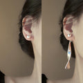 Matte Metal Wavy Ribbon Stud Earrings Geometric Round Square Elegant Western Style Jewelry view 3