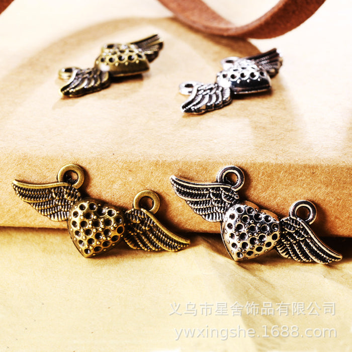 Vintage Heart Wing Alloy Charm Pendant