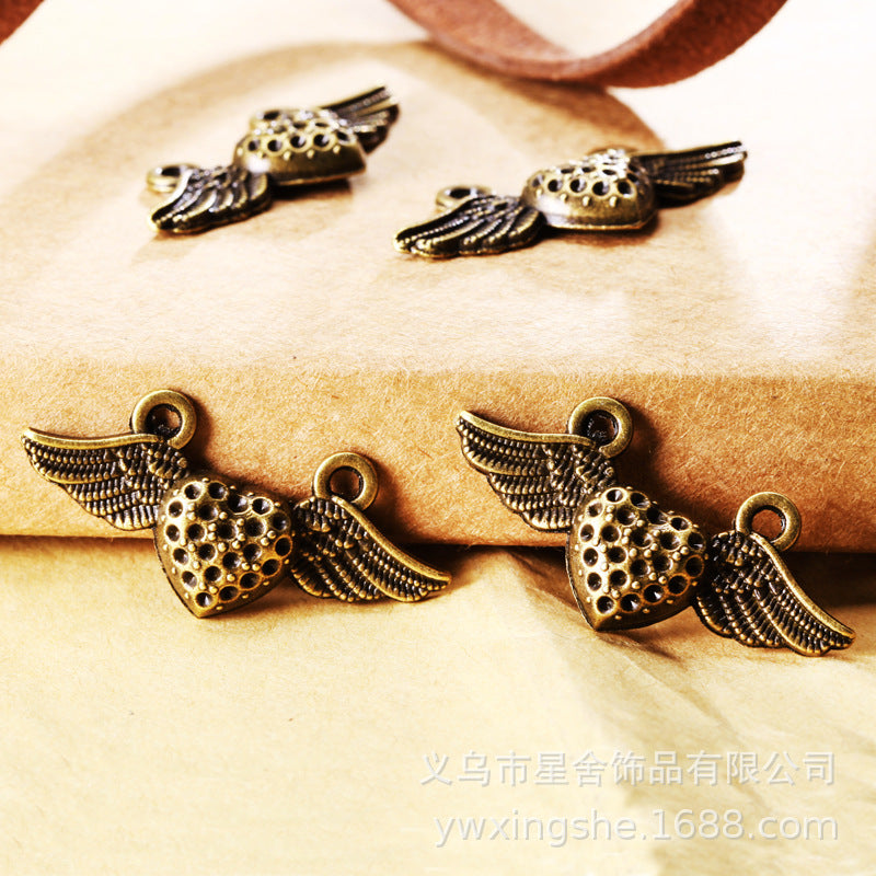 Vintage Heart Wing Alloy Charm Pendant