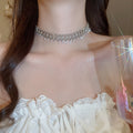 Luxury Alloy Zircon Tassel Pendant Necklace Geometric Full Rhinestone Sparkling Collarbone Choker view 3