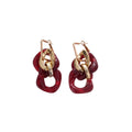 Vintage Acrylic Diamond Square Tassel Pendant Hoop Earrings With Silver Pins European Style view 5