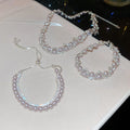 French Vintage Light Luxury Faux Pearl Cubic Zirconia Rose Pendant Necklace For Women view 3