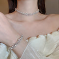 French Vintage Light Luxury Faux Pearl Cubic Zirconia Rose Pendant Necklace For Women view 2