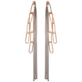 Metal Oval Chain Tassel Drop Earrings Minimalist Geometric Stud Style For Women view 5