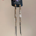 Metal Oval Chain Tassel Drop Earrings Minimalist Geometric Stud Style For Women view 2