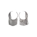 Copper Geometric Circle Rhinestone Tassel Drop Earrings, Light Luxury Statement Style view 5