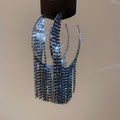 Copper Geometric Circle Rhinestone Tassel Drop Earrings, Light Luxury Statement Style view 3