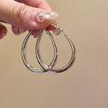 Minimalist Metal Hoop Earrings With Silver Posts Geometric Round Cool Style Ear Jewelry view 3