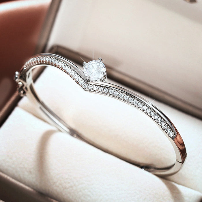 Round Light Luxury Crown Bracelet For Women, Elegant Fashion Dress Matching Jewelry