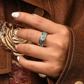 Hollow Metal Ring For Women, 3D Oil Painting Design Six Prong Setting Slanted Stripe Finger Ring view 3