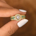 Women's Ethnic Vintage Artistic Ring With Micro Paved Zircon And Enamel Oil Drop Detail view 2