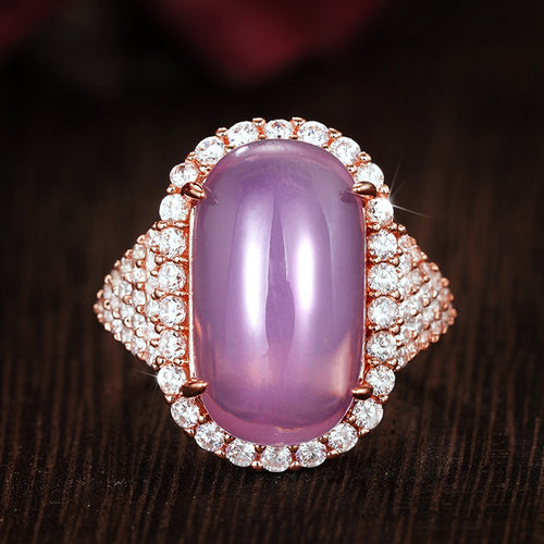 Purple Imitation Moonstone Princess Ring For Women, Elegant Luxury Fashion Jewelry
