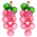 Resin Grape Tassel Drop Earrings With Silver Pins Forest Style Summer Stud Jewelry view 5