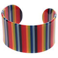 Iridescent Vertical Stripe Acrylic Open Cuff Bangle European American Fashion Statement Jewelry view 5
